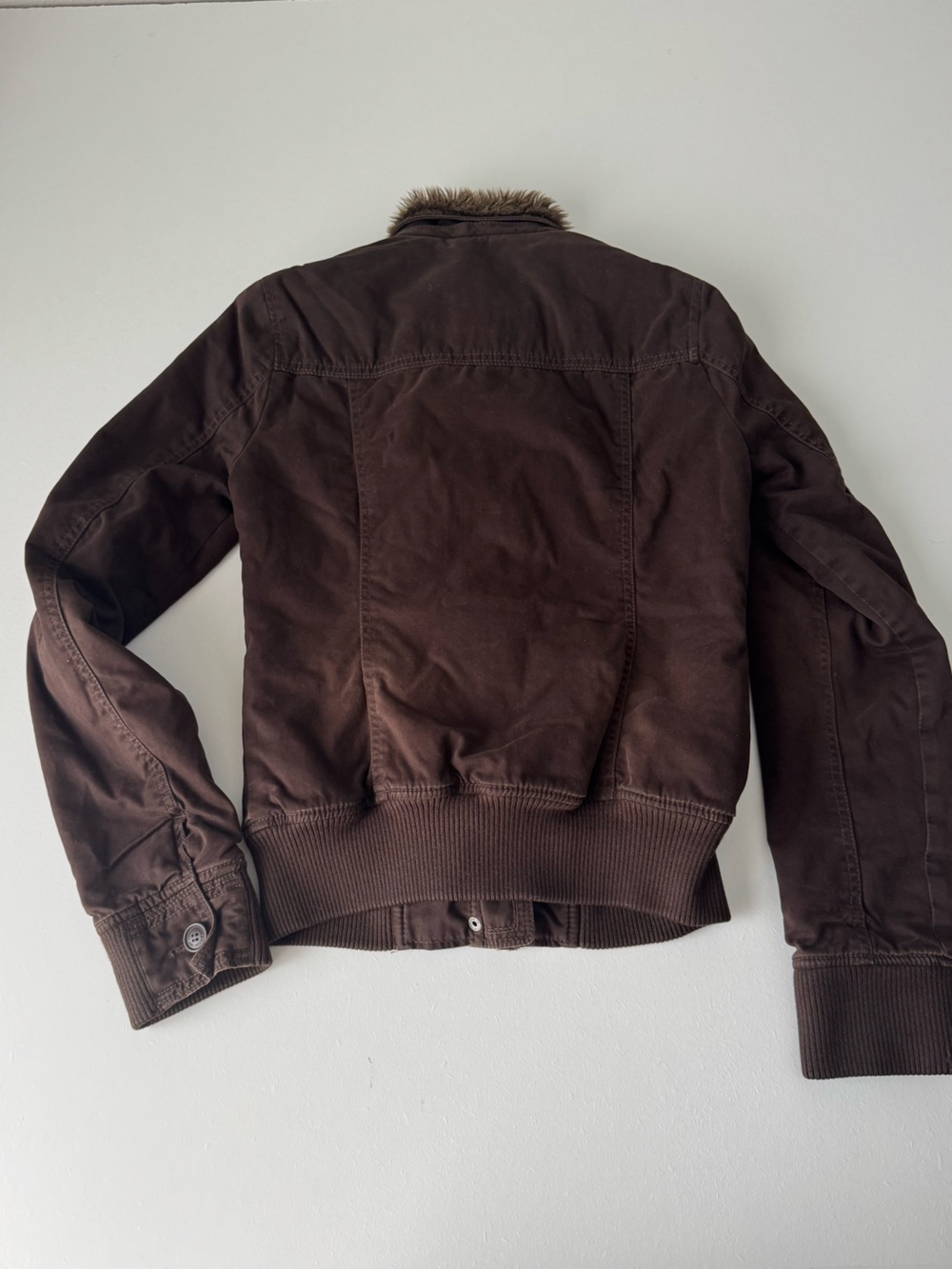Y2K Abercrombie & Fitch Brown Jacket Fur - Picture 6 of 9